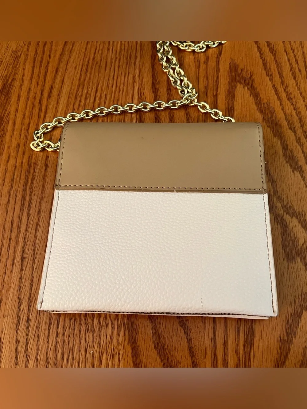 Ivanka Trump Beige and White Two-Tone Crossbody with Gold Chain (KS)